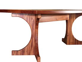 Custom face grain Jatoba contemporary trestle-style table.