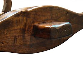 Custom distressed face grain Walnut trestle-style conference table with Wenge accents.  Pop-up electrical grommet access.  Through mortise and tenon jointery.