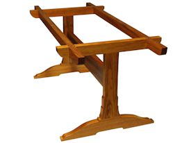 Custom face grain Jatoba trestle-style table with mortise and tenon jointery.